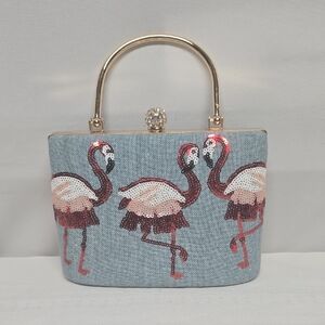 Elegant Flamingo Sequin Handbag